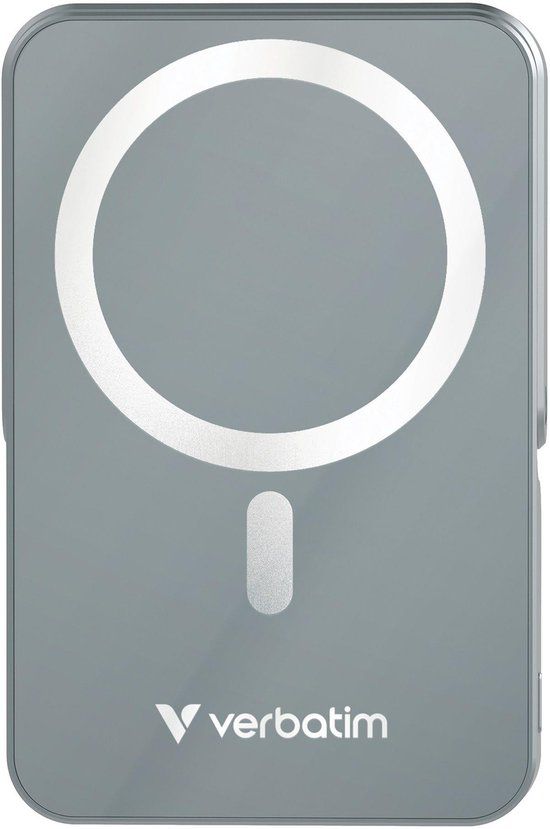 Verbatim Charge 'n' Go - Magnetische Draadloze Powerbank - 10000mAh - USB-C PD 3.0 - Grijs