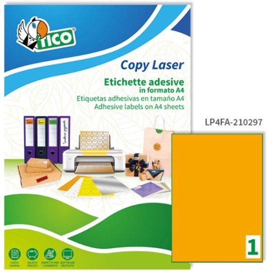 Tico LP4FA-210297 etiket Rechthoek Permanent Oranje 70 stuk(s)