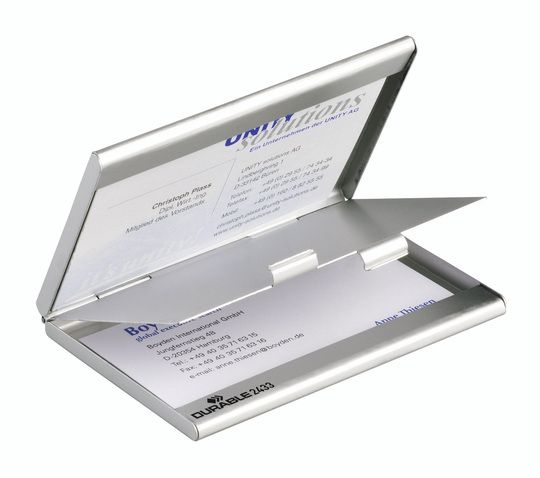 Durable BUSINESS CARD BOX duo - Zilver - Aluminium