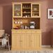 OKWISH Buffetkast - Glazen Deuren, Glazenhouder En Stopcontacten - 120 x 40 x 191 cm - 1 Lade, Verstelbare Planken - Spaanplaat Natuur