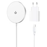 RoRoSkin Mag Safe iPhone-oplader met USB-C-adapter, 20 W, draadloos inductief laadstation voor iPhone 17e/17/16/15/14/13/12 Pro Max/Air/Plus/Pro, draadloze snellader