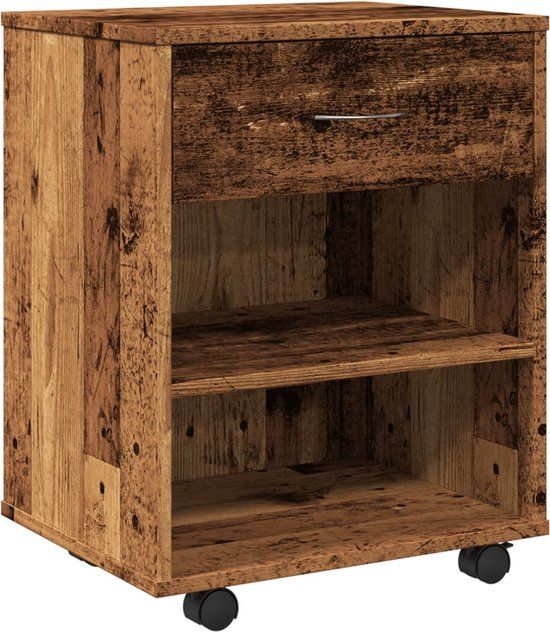 vidaXL Rolkast 46x36x59 cm bewerkt hout oud houtkleurig