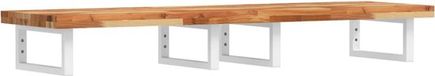 vidaXL Étagère murale Acier et Acacia massif Bois foncé et Blanc