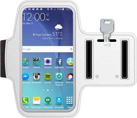 Mmobiel Sport / Hardloop armband WIT voor Samsung S9 PLUS / S8 PLUS / S7 Edge / Note 8 / Note 5 / Note 4 / Note 3 / A8 Plus / J7 Spatwatervrij Reflecterend Neopreen Comfortabel Verstelbaar Koptelefoon Aansluitruimte en Sleutelhouder