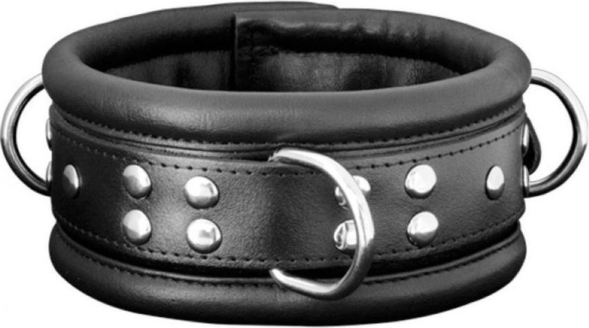 Kiotos leather Collar 6,5 cm - Zwart