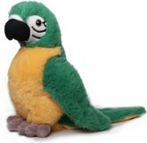 Inware Pluche papegaai knuffeldier geel/groen 20 cm