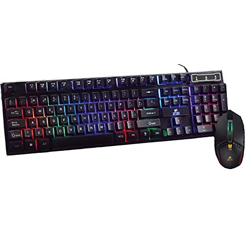 Elbe PTR-103G Gaming toetsenbord en muis, zwart