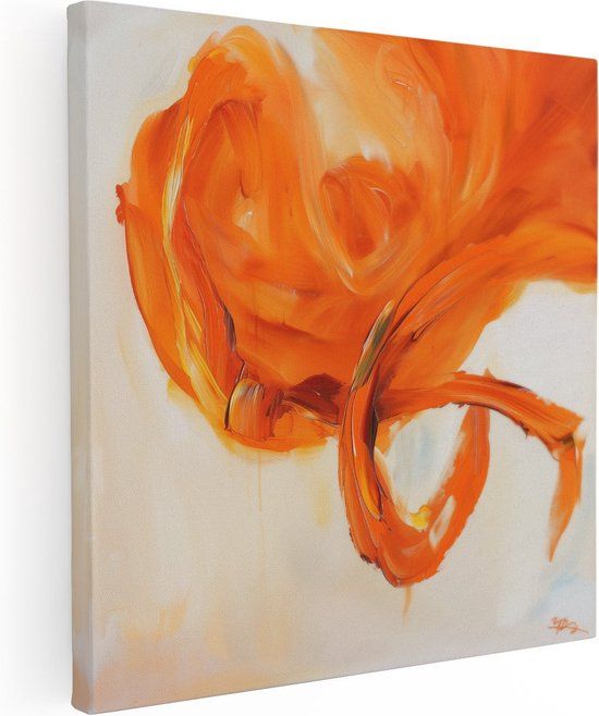 Artaza Canvas Schilderij Oranje Bloem - 40x40 cm - Canvas Print