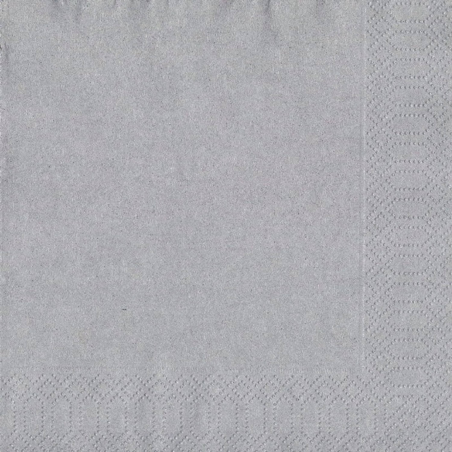 Duni 60x Zilveren servetten 33 x 33 cm - Thema zilver - Tafeldecoratie versieringen