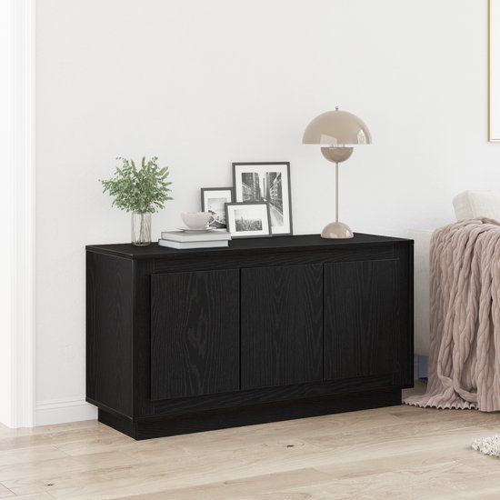 vidaXL Dressoir Zwart Eiken 102 x 35 x 55 cm Bewerkt hout