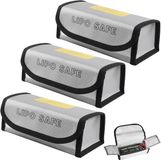 Merkloos 3 stuks Lipo-batterijveiligheidstassen, 18,5 * 6 * 7,5 cm brand- en explosiebeschermende tas, brandwerende batterijorganizer, beschermtas Geschikt voor opslag en transport van lithiumbatterijen (zilver)
