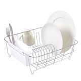 Sweet Home Collection 2-delige metalen afdruiprekset met bestekhouder, wit