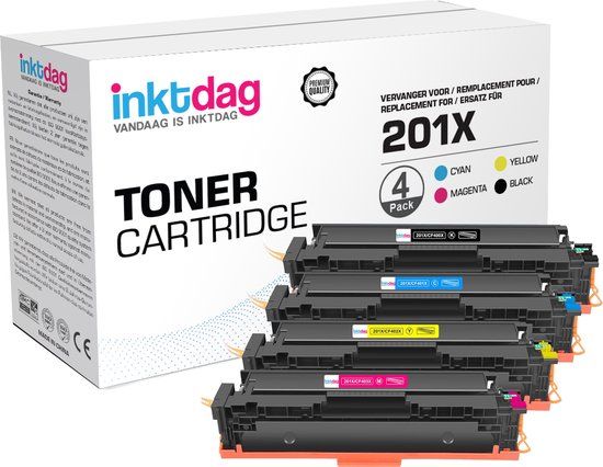 Inktdag Huismerk Tonercartridges Compatibel met HP 201X (CF400X, CF401X, CF402X, CF403X) 4 Pack Multipack