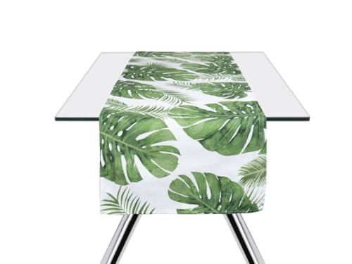 Excelsa Foliage Tafelloper, 100% katoen, groen, 45 x 140 cm