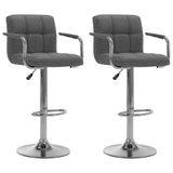 VidaXL Barstoelen 2 st stof lichtgrijs