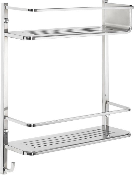 Allibert PALATINO - Doucherekje voor in de douche - dubbel schap - wandbevestiging - glanzend inox - 31 cm breed