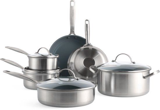 GreenPan Treviso 10-delige pannenset - inductie - RVS - PFAS-vrij - Zilver