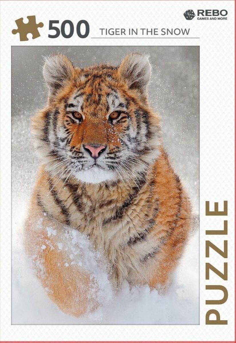 Rebo legpuzzel 500 stukjes - Tiger in the snow - wit - 2021