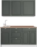 Vicco Eenpersoonskeuken Fame-Line, Groen-Goud Landhuis/Wit, 150 cm, WB Eik