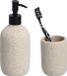Zeller badkamer accessoires set - kunststeen - jute look - beige