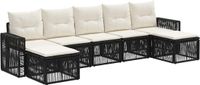 vidaXL Tuinbank - Set - 7 zitplaatsen - Zwart en Crèmewit - Polyrattan