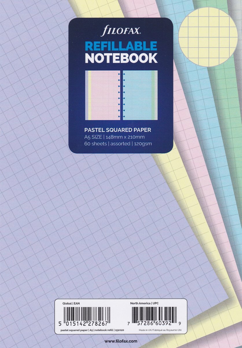 Filofax vellen A5 Ruit 21 x 14,8 cm papier 60 stuks