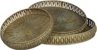 Snacktablet Bol Snackdienblad 36,5 x 36,5 x 5 cm Gouden Metaal 3 Onderdelen