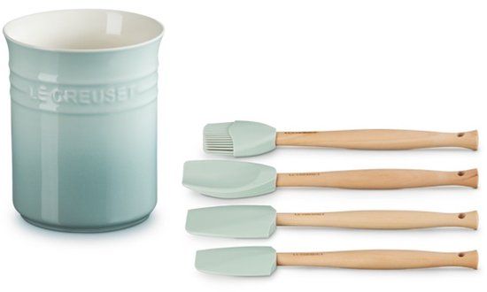 Le Creuset Spatelpot met 4 spatels - Sea Salt