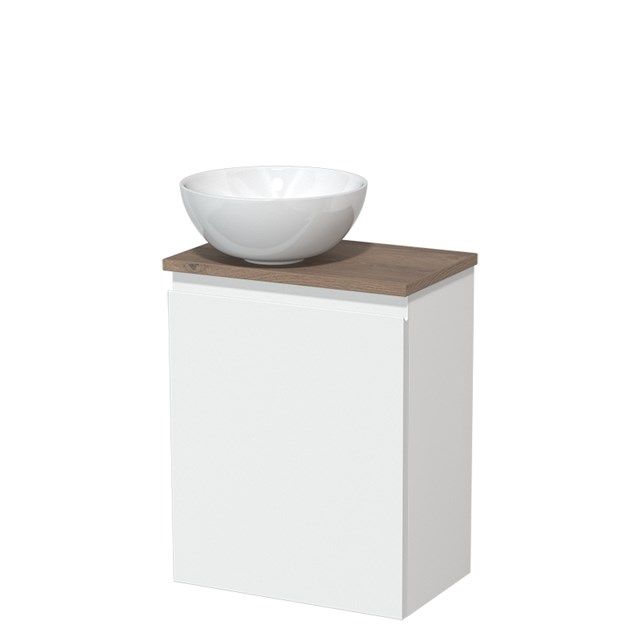 Maxaro Modulo Toiletmeubel 41 cm - Mat Wit - Middenbruin Eiken