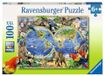 Ravensburger puzzel voor kinderen - 10540 dieren over de hele wereld - wereldkaart voor kinderen vanaf 6 jaar, met 100 stukjes in XXL-formaat