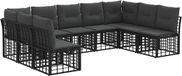 vidaXL - Extérieur - canapé - ensemble - Noir - Polyester
