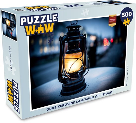 MuchoWow Puzzel Oude kerosine lantaarn op straat - Legpuzzel - Puzzel 500 stukjes