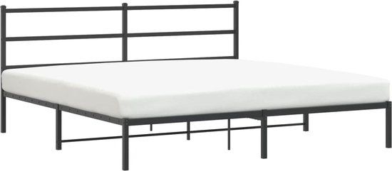 vidaXL Bedframe met hoofdbord metaal zwart 180x200 cm