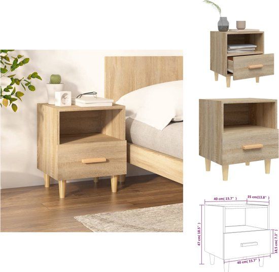 vidaXL Nachtkastje 40x35x47 cm Sonoma eikenkleurig