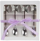 Decoris Theelepelset 4-delig RVS 15cm zilver