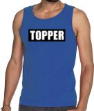 Bellatio Decorations Topper Blauwe tanktop heren mouwloos shirt Topper in zwarte balk XXL