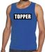 Bellatio Decorations Topper Blauwe tanktop heren mouwloos shirt Topper in zwarte balk XXL