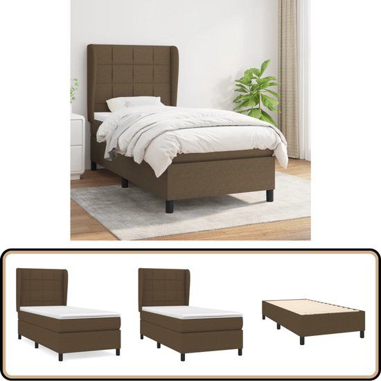 vidaXL Boxspring met matras stof donkerbruin 90x190 cm