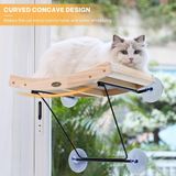 Merkloos / Sans marque Famanu raamplek voor katten (42 x 30 x 6,5 cm), kattenhangmat sisal met 2-in-1 kattenkrabpaal, massief houten frame, ijzeren houder en krachtige zuignap