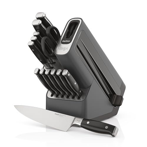 Ninja Foodi StaySharp Messenblok met Geïntegreerde Slijper Deluxe 14-Delige Set, K32014EUUK