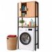 Relaxdays wasmachinekast, 3 vakken, zwart, natuur