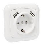 Schuko-docking station met 2 USB-poorten (2 x 1 A)