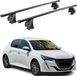 Omac Barres de toit transversales en acier pour Peugeot 208 II 2019-2026 – Tüv / Din 75302:2019 – Antivol inclus – Rainure en T (accessoires) – Charge max 75 kg – 2 barres – Noir