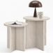 Idmarket – Lot De 2 Tables D'Appoint Rondes – Bois Effet Travertin – Dimensions 35/40 Cm – Pour Salon, Chambre, Espace Lecture