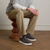Manfield - Heren - Grijze suède sneakers - Maat 40