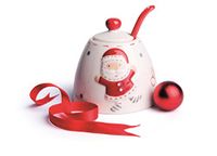 Excelsa Xmas Country Style suikerpot, keramiek, wit/rood