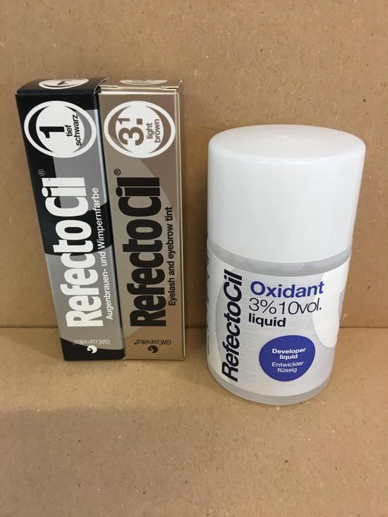 Refectocil 2 stuks nr.1 Zwart + nr.3.1 Lichtbruin + 100ml Oxidant