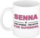 Bellatio Decorations Naam cadeau Senna - The woman, The myth the supergirl koffie mok / beker 300 ml - Oudroze