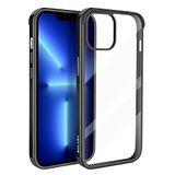 ASOBEAGE Metalen frame hoes voor iPhone 13, stootvast, slank, krasbestendig, vergelingsvrij, transparant (zwart)