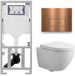 Geberit QeramiQ Dely Swirl Compact Toiletset - Inbouwreservoir Geberit UP320 - Met Burda Frame - 25mm Zitting - Metalen Bedieningsplaat Koper - Rechthoekige Knoppen - Glans Wit